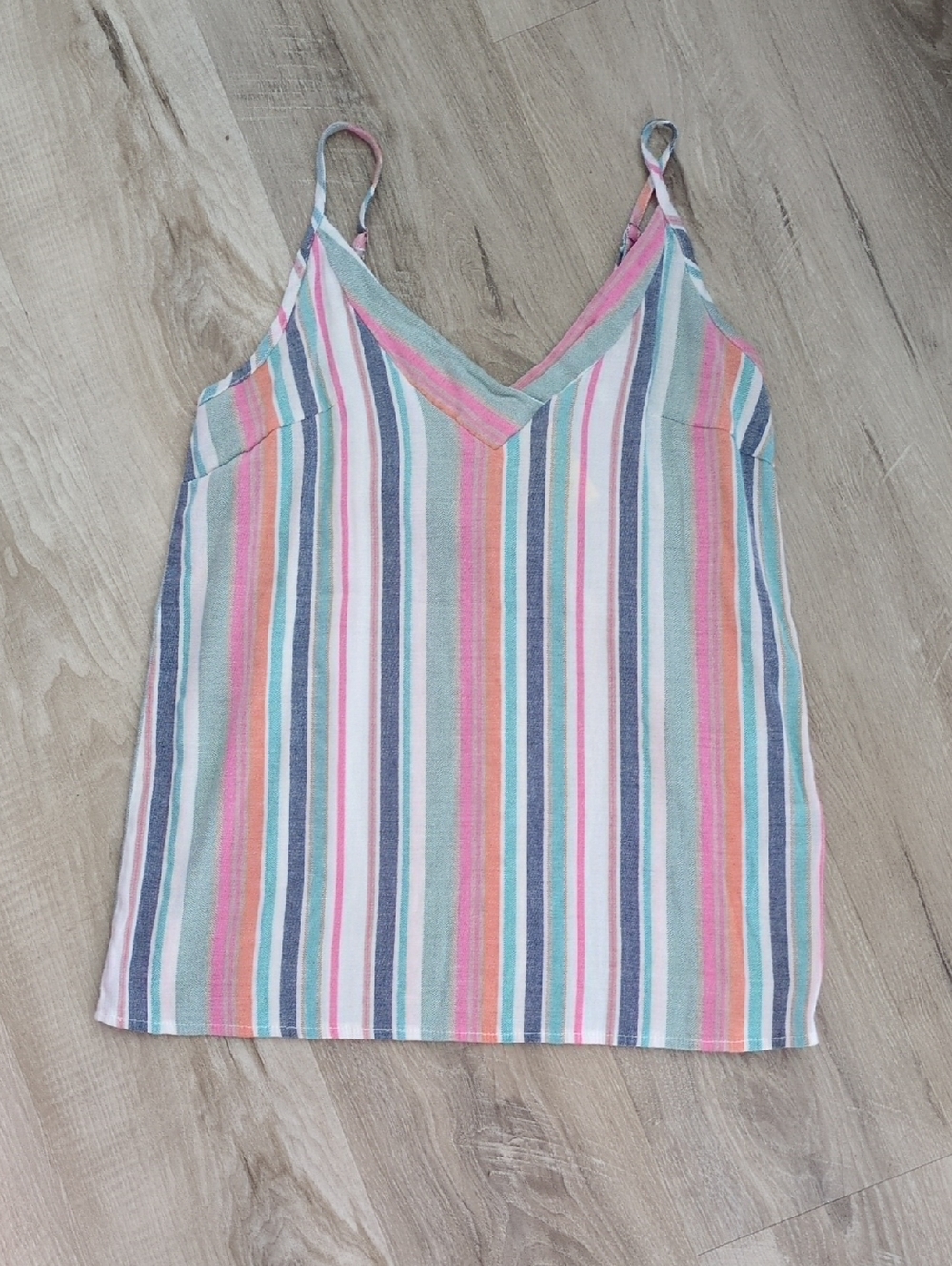Striped V-Neck Spaghetti Strap Cami in Multicolor